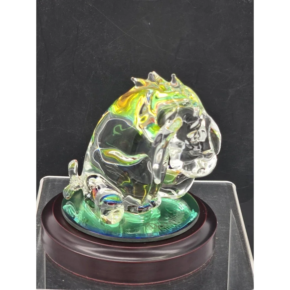 Disney's Winnie The Pooh " Eeyore" Glass Figurine Mirror Wood‎ Base 4.5" Arribas - Picture 5 of 16